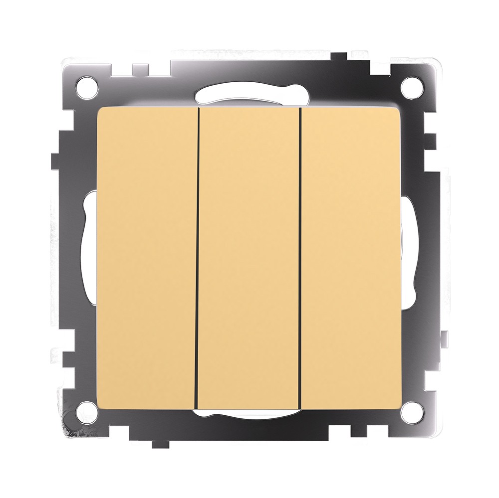 Катрин - Розетки и выключатели Stekker Выключатель 3-клавишный STEKKER GLS10-7108-08 250V 10А Катрин золото 49219