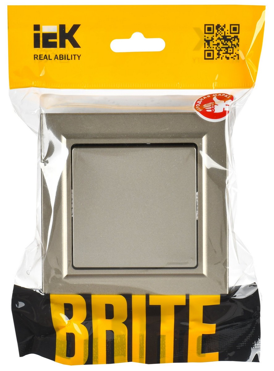 Выключатель IEK BRITE Шампань 1-кл. 10А в сборе ВСР10-1-0-БрШ BR-V10-0-10-K37-F