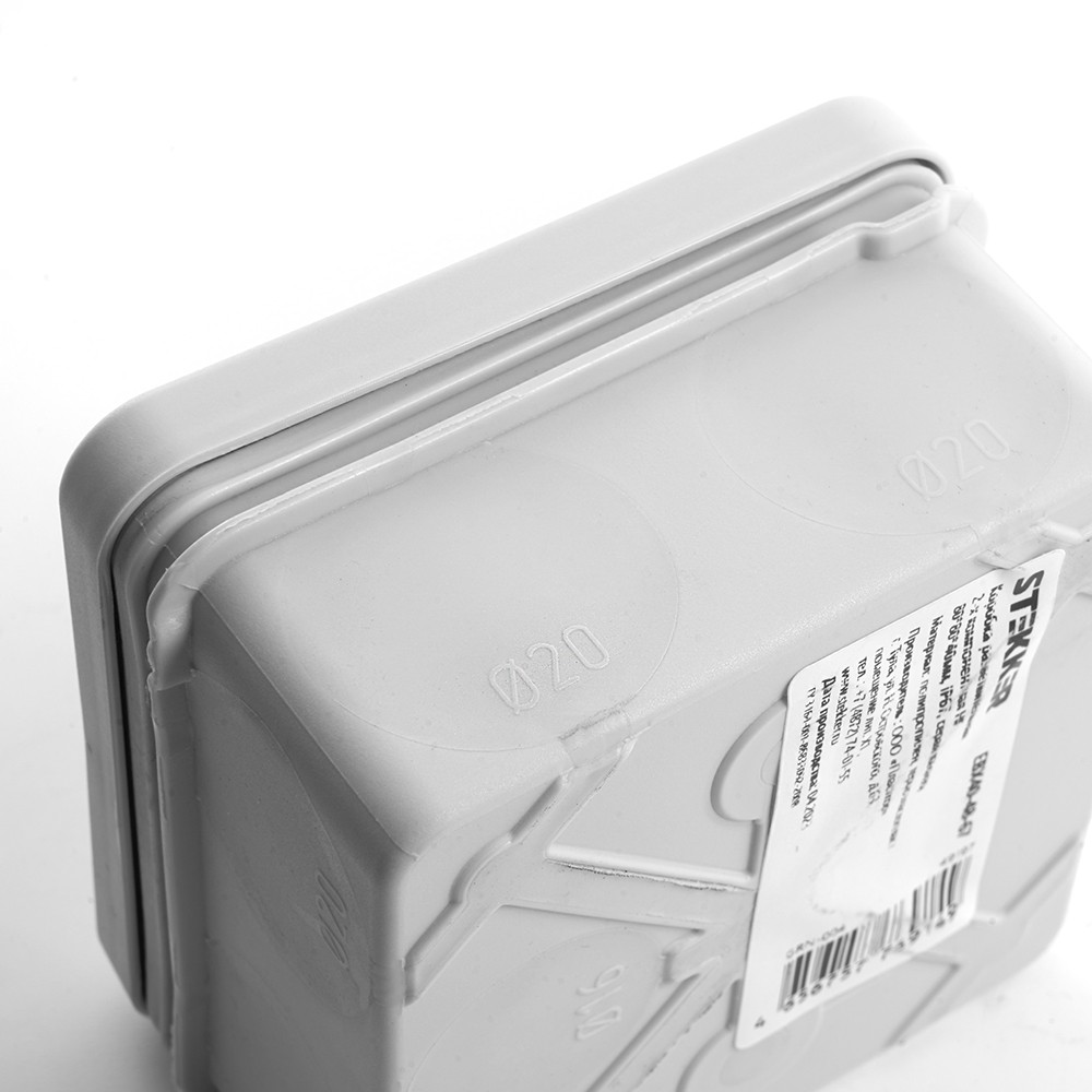 Коробка распределительная STEKKER EBX40-48-67 на 8 вводов HF 80х80х40,  IP67, серая (GE42435) 49197