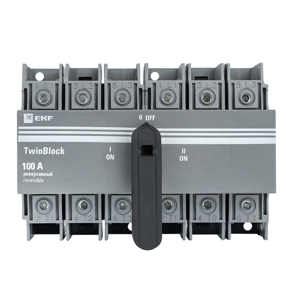 Рубильник EKF PROxima 100A 3P реверсивный c рукояткой для прямой установки TwinBlock tb-s-100-3p-rev