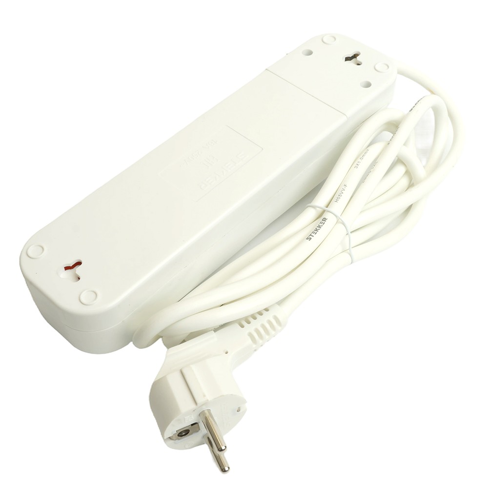 Колодки и удлинители, тройники Удлинитель STEKKER четырехместный с/з с выключ. HM07-41-05 5м Home (У16А-003) белый 49360 