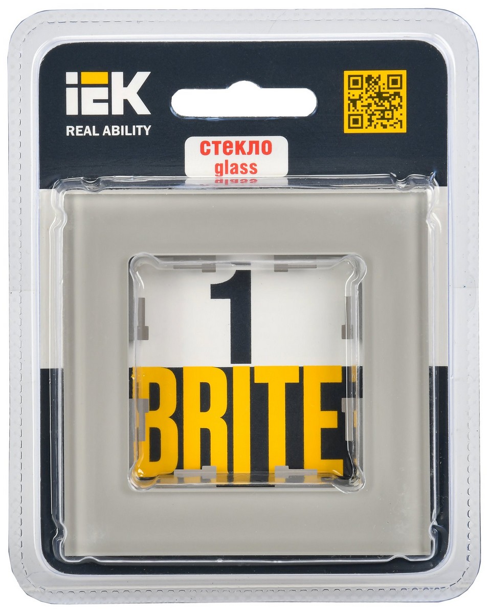 Рамка IEK BRITE 1-местная РУ-1-2-БрД стекло дымчатый BR-M12-G-K30