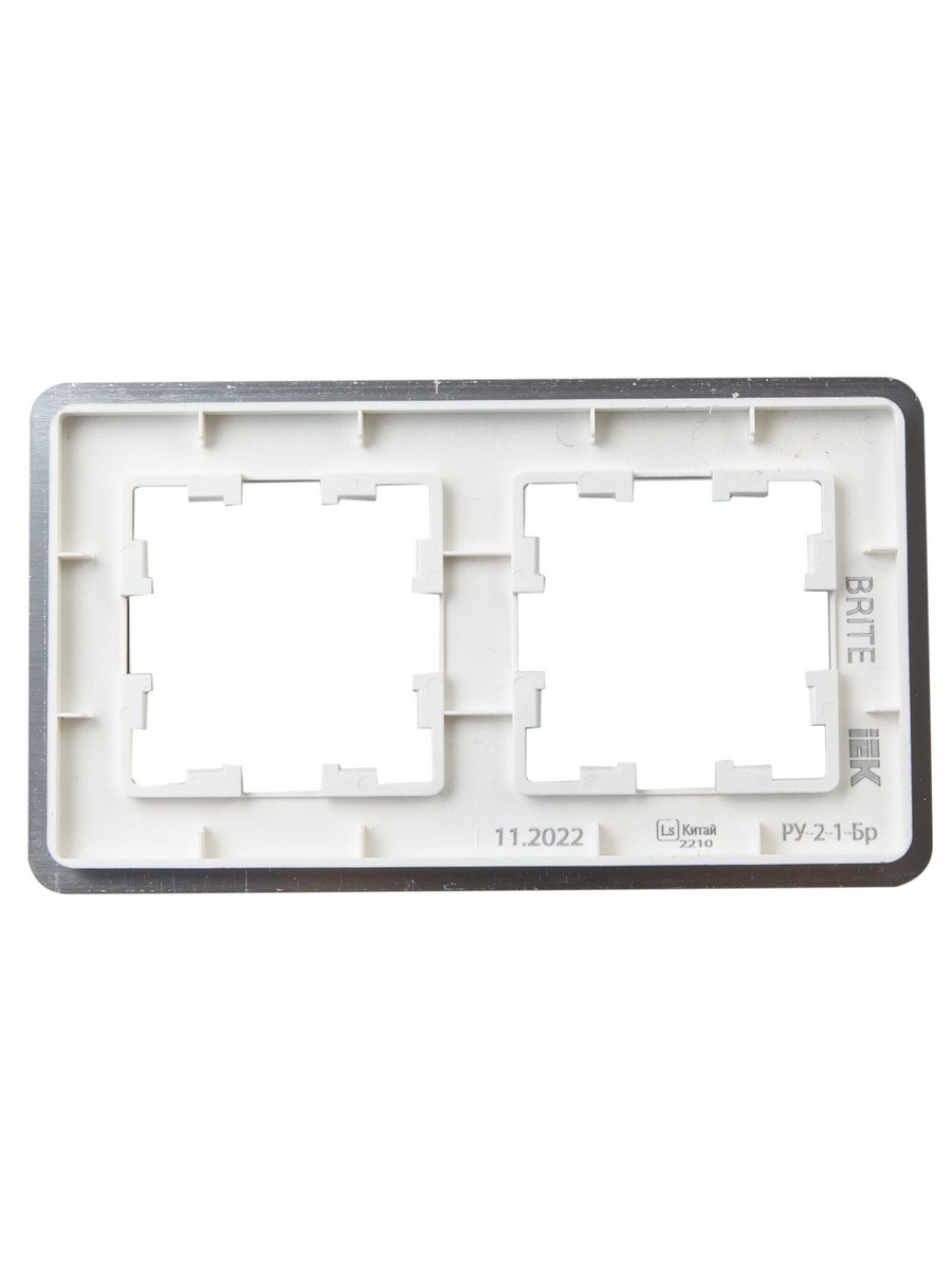 Рамка IEK BRITE DECOR Алюминий/алюм метал. скругл.угол 2-м РУ-2-1-Бр RE AL BR-M22-M-21-K47