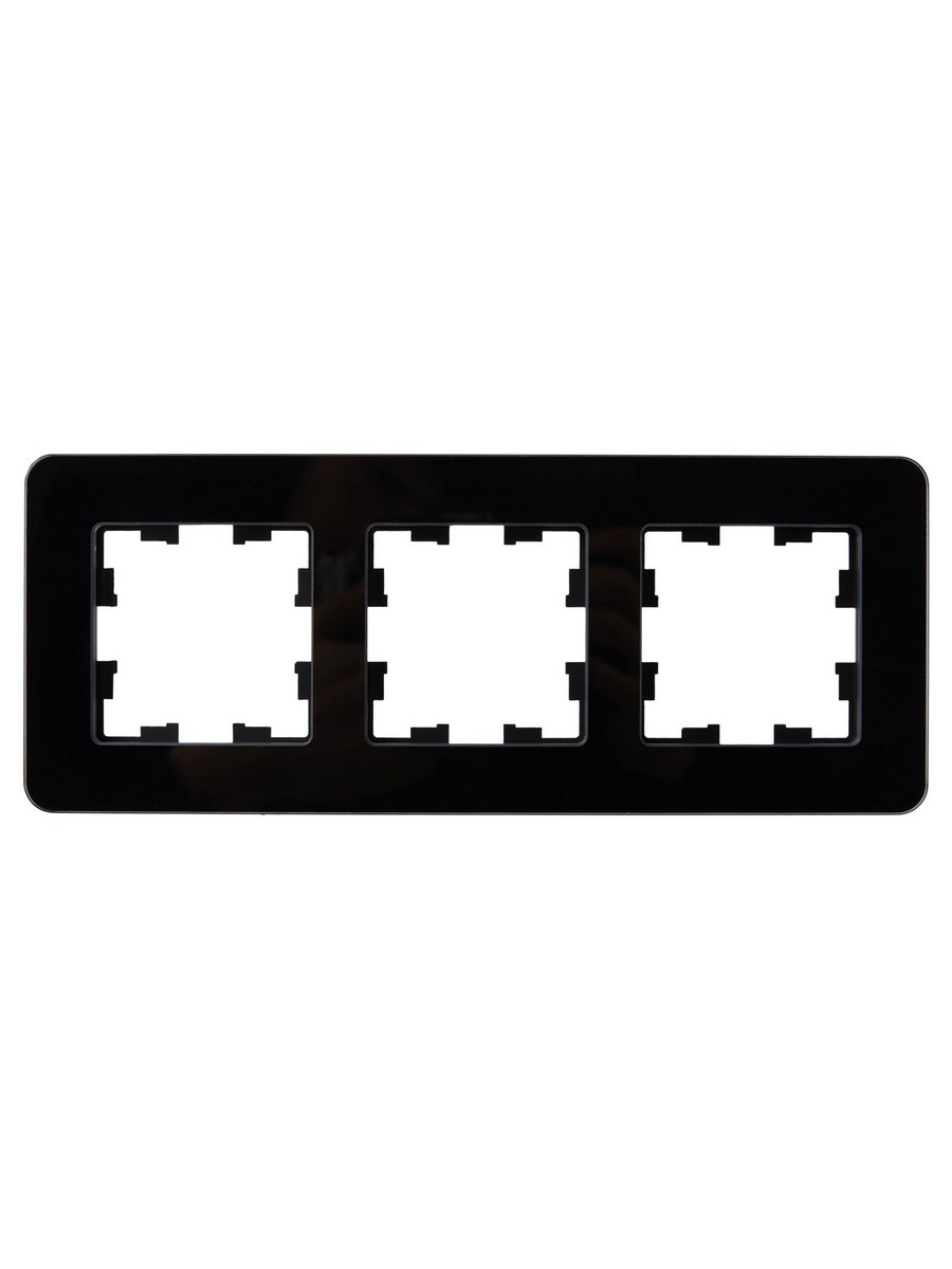 Рамка IEK BRITE DECOR Черный матовый стекло скругл.угол 3-мест. РУ-3-2-Бр RE BR-M32-G-41-K02