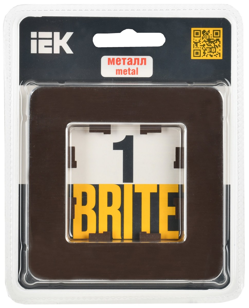 Рамка IEK BRITE DECOR Коричневый металл скругл.угол 1-мест. РУ-1-1-Бр RE AL BR-M12-M-21-K30