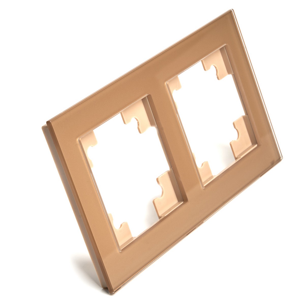 Катрин - Розетки и выключатели Stekker Рамка 2-местная стекло STEKKER GFR00-7002-08 серия Катрин золото 49034