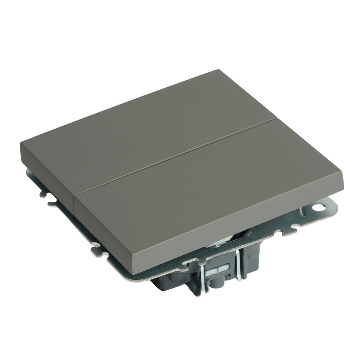 Переключатель 2-клавишный STEKKER Эмили RSW10-5107-10 платиново-серый soft touch 49947
