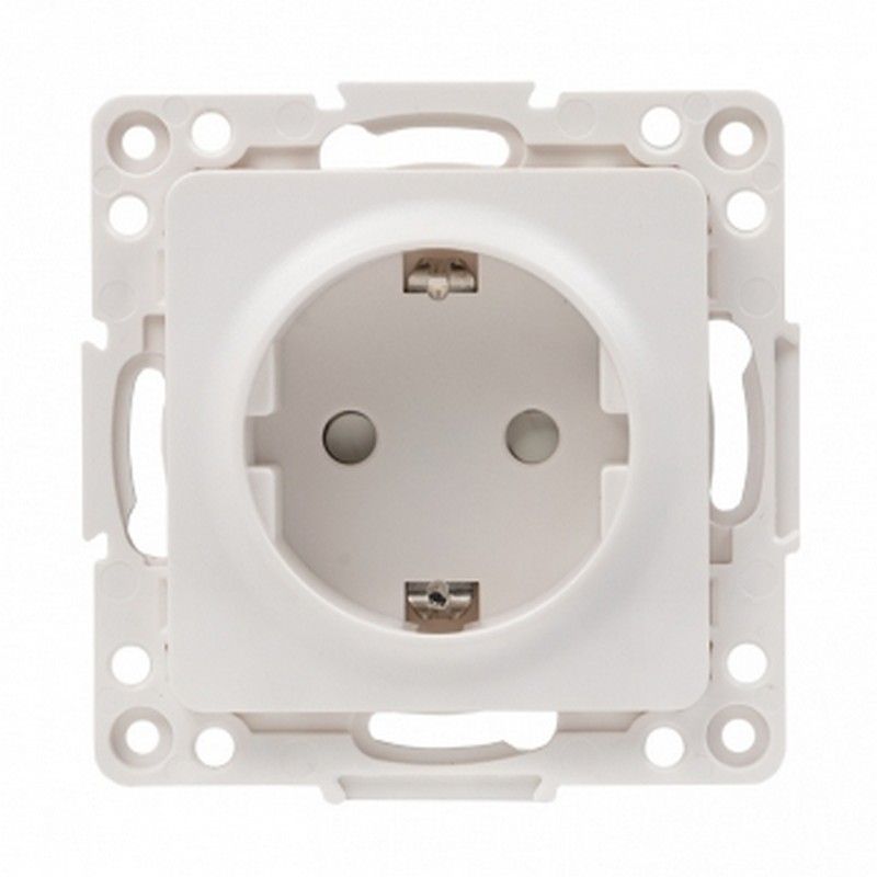 EKF Стокгольм белый Розетка с/з EKF PROxima Стокгольм Белый со шторками 16А EYR16-028-10