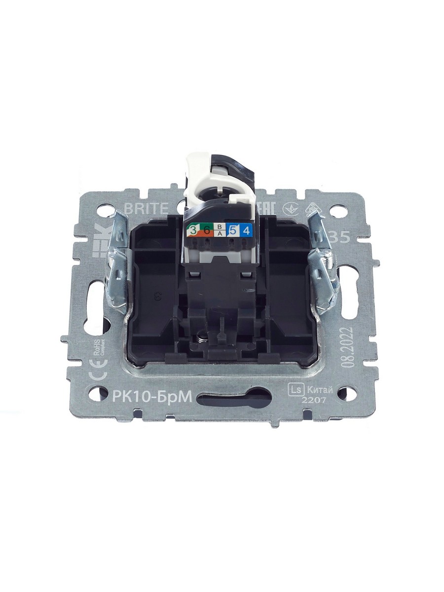 Розетка IEK BRITE компьютерная RJ45 кат.5E РК10-БрМ маренго BR-K10-1-K35