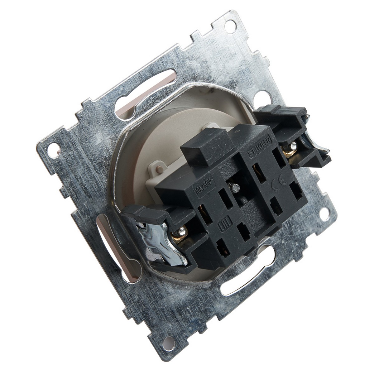 Розетка 1-местная с/з STEKKER GLS16-7110-02 250V 16А с защ. шторкой Катрин шампань 39596