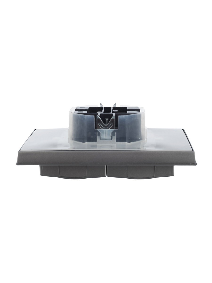 IEK Brite Сталь Розетка IEK BRITE 2-ая с/з с шторками и крышкой 16А в сборе IP44 РСбш12-3-44-БрС сталь BR-R26-16-44-