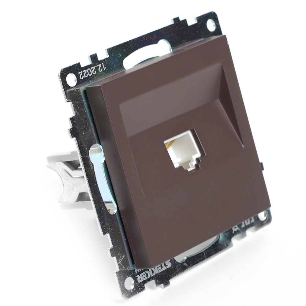 Катрин - Розетки и выключатели Stekker Розетка компьютерная 1-местная RJ-45 STEKKER GLS00-7107-04 Катрин шоколад 49023
