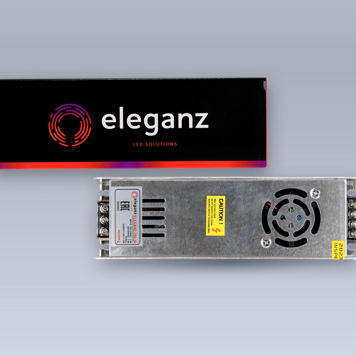 Блок питания для светодиодной ленты Eleganz 24V 400W IP44 узкий 225х58х28мм EL-0004