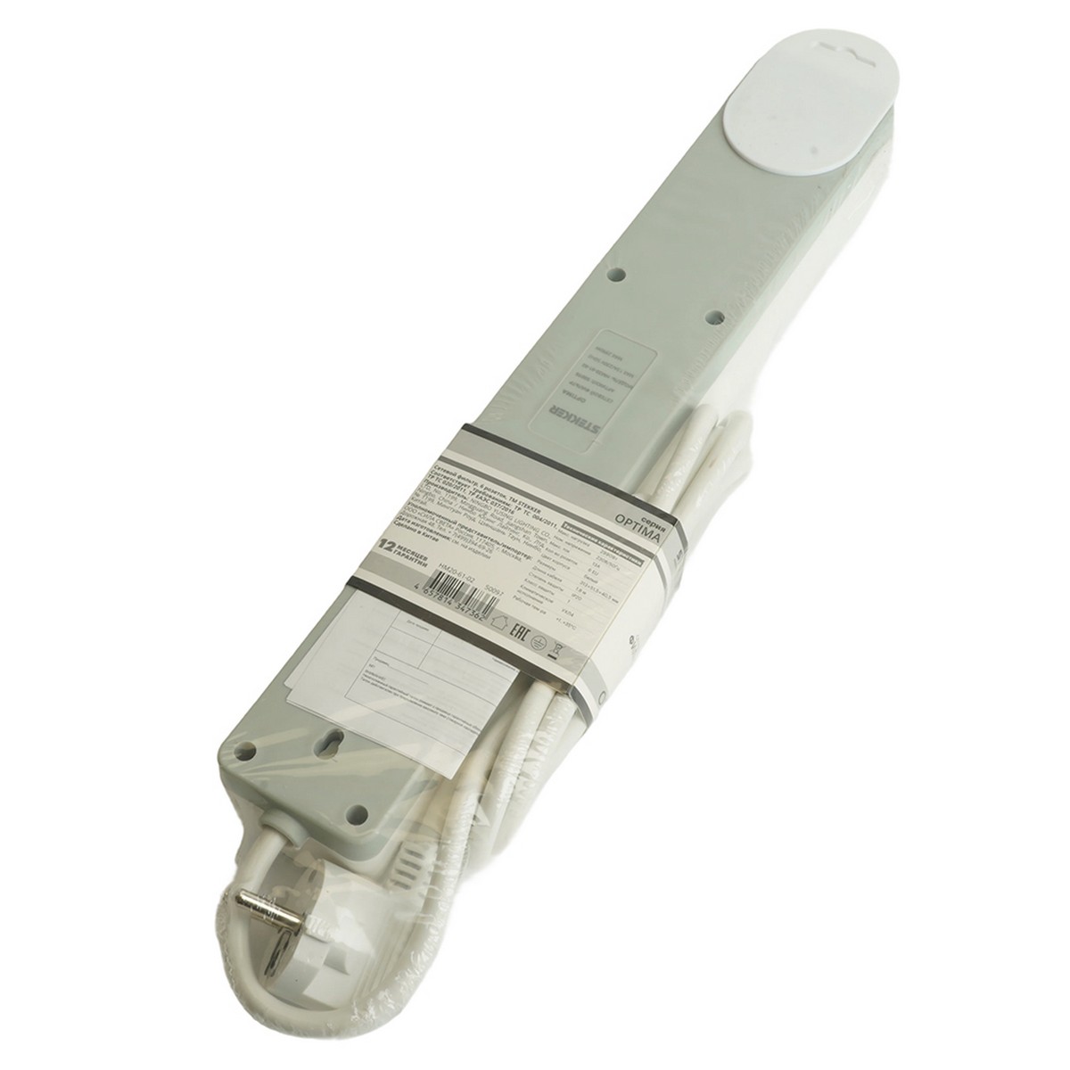 Колодки и удлинители, тройники Сетевой фильтр 6-местный с/з STEKKER HM20-61-053x1мм2 5 м серия Optima белый 50097 