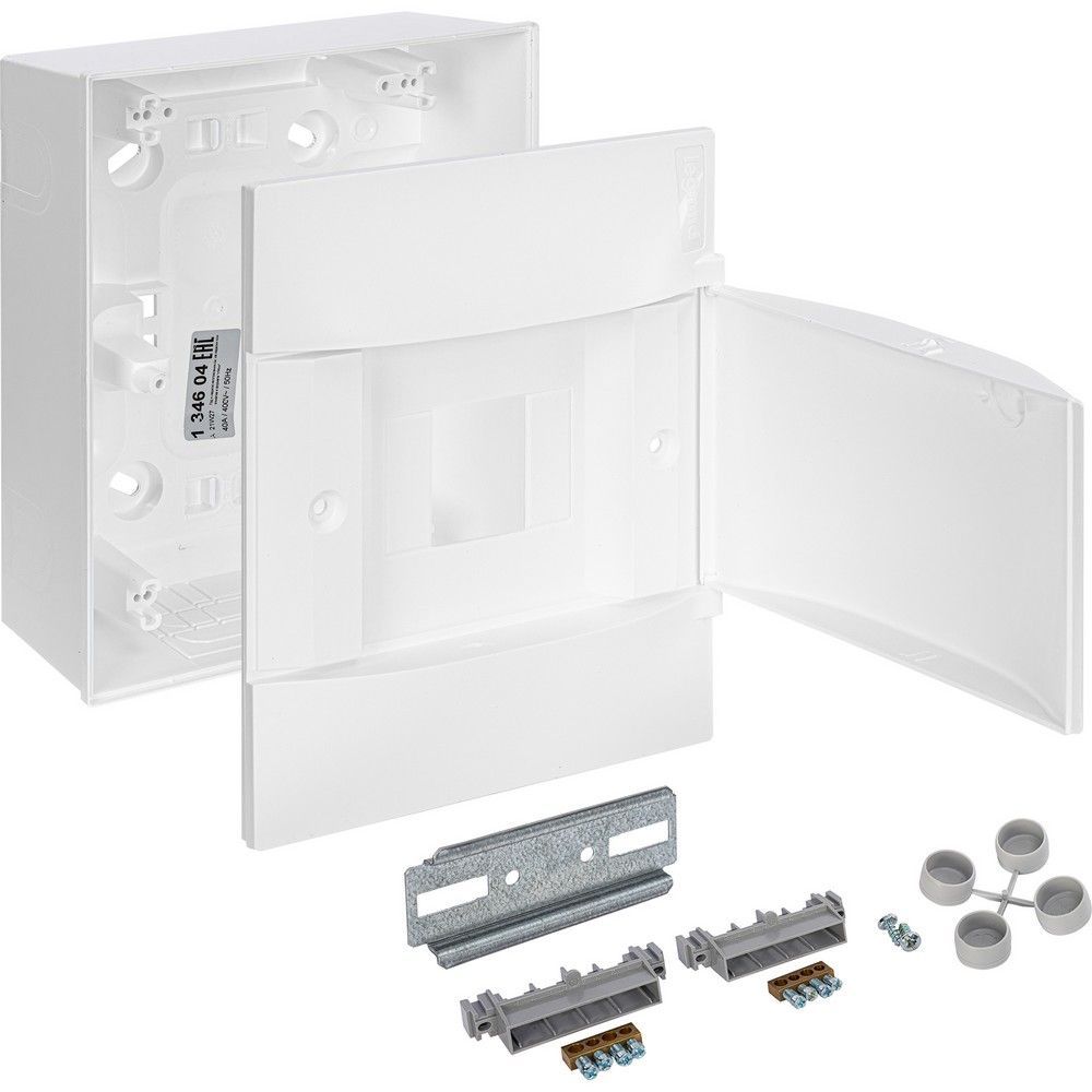 Пластиковые боксы и щиты Legrand Пластиковый щиток Legrand Practibox S Навесной 4 мод 1X4 Белая дверь 134604