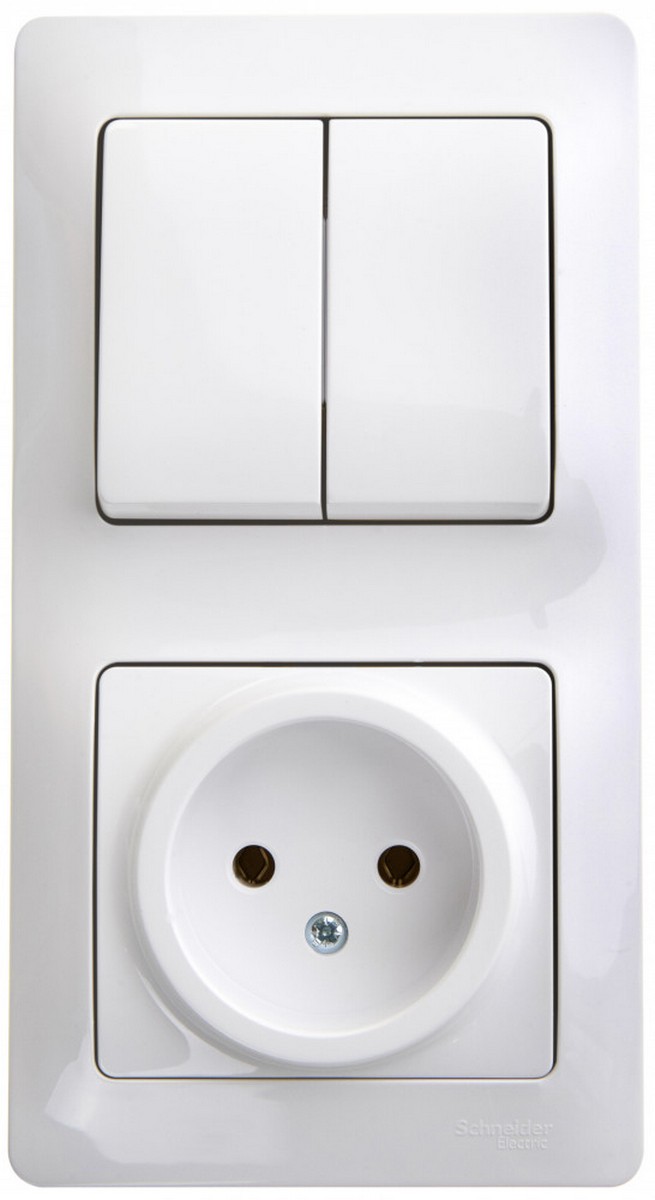 Glossa Белый Блок:Glossa Белый розетка и 2-кл. выключатель GSL000172