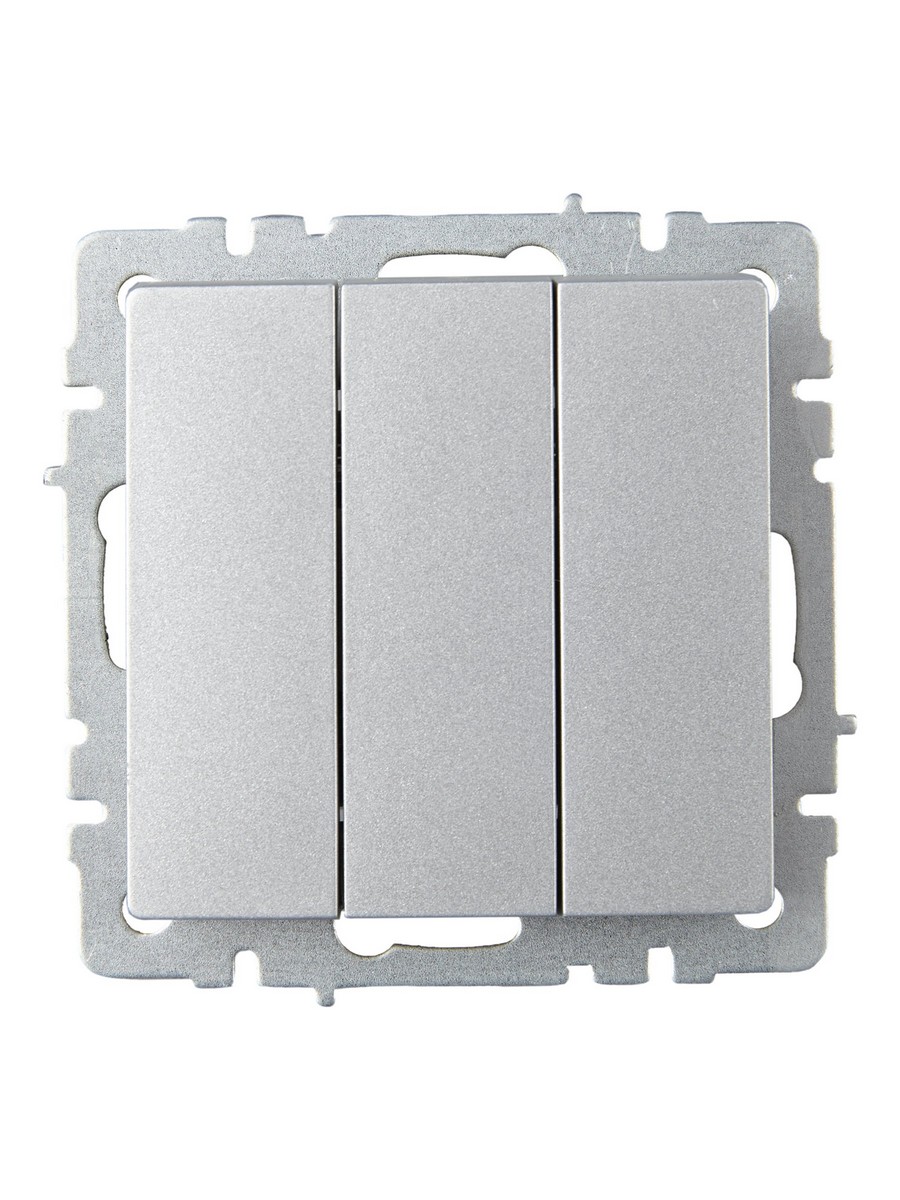 Выключатель IEK BRITE 3-клавишный 10А ВС10-3-0-БрА алюминий BR-V30-0-10-K47