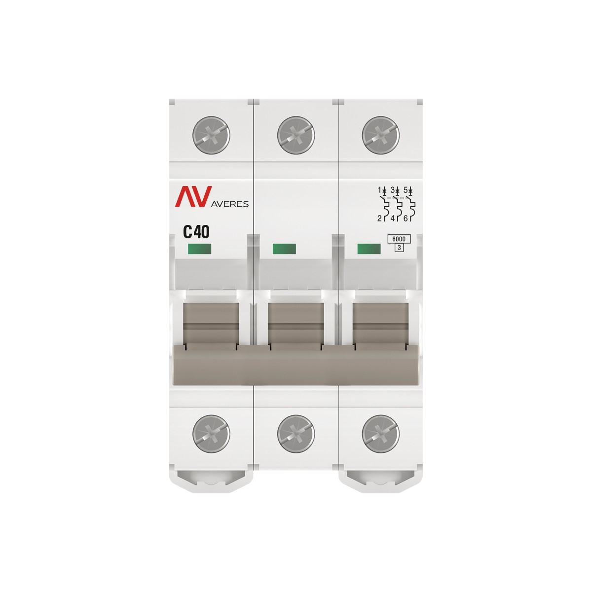 Автоматический выключатель EKF AVERES AV-6 (С) 3P 40А 6kA mcb6-3-40C-av
