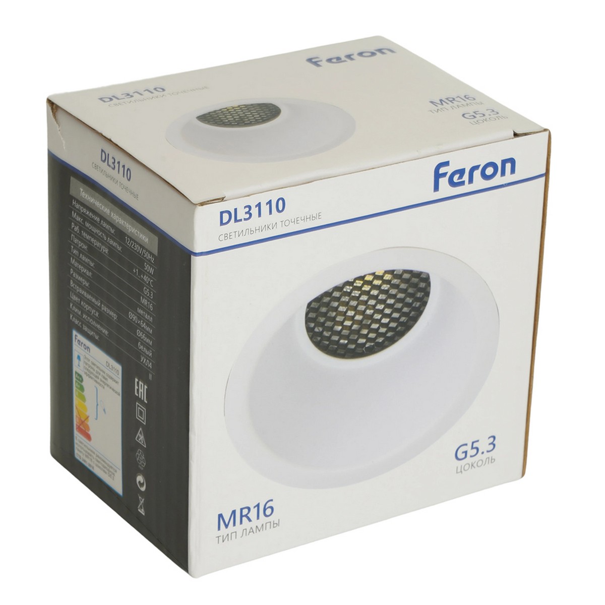 Встраиваемые светодиодные светильники Светильник встраиваемый Feron DL3110 потолочный MR16 G5.3 белый 51342 