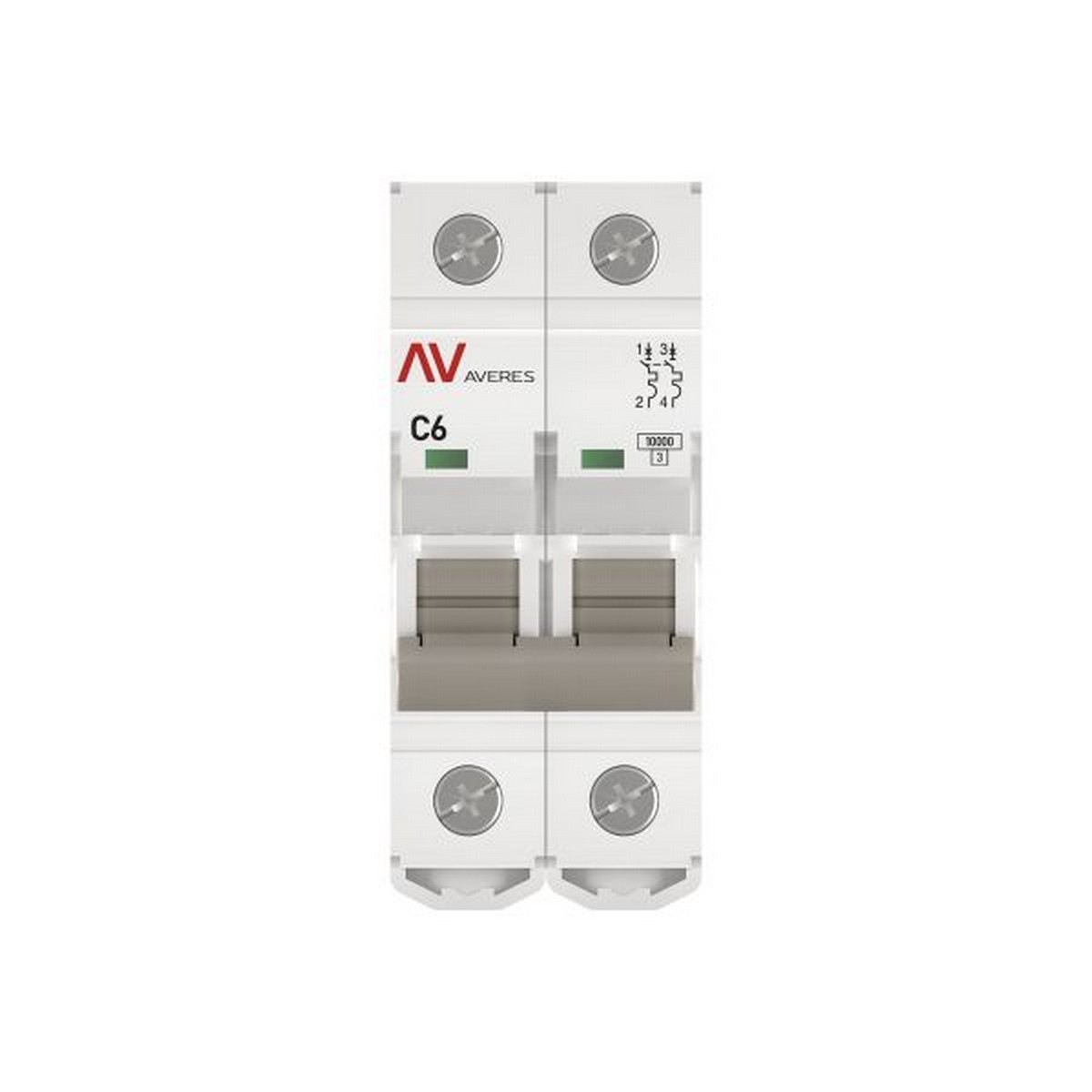 Автоматический выключатель EKF AVERES AV-10 (С) 2P 6А 10kA mcb10-2-06C-av