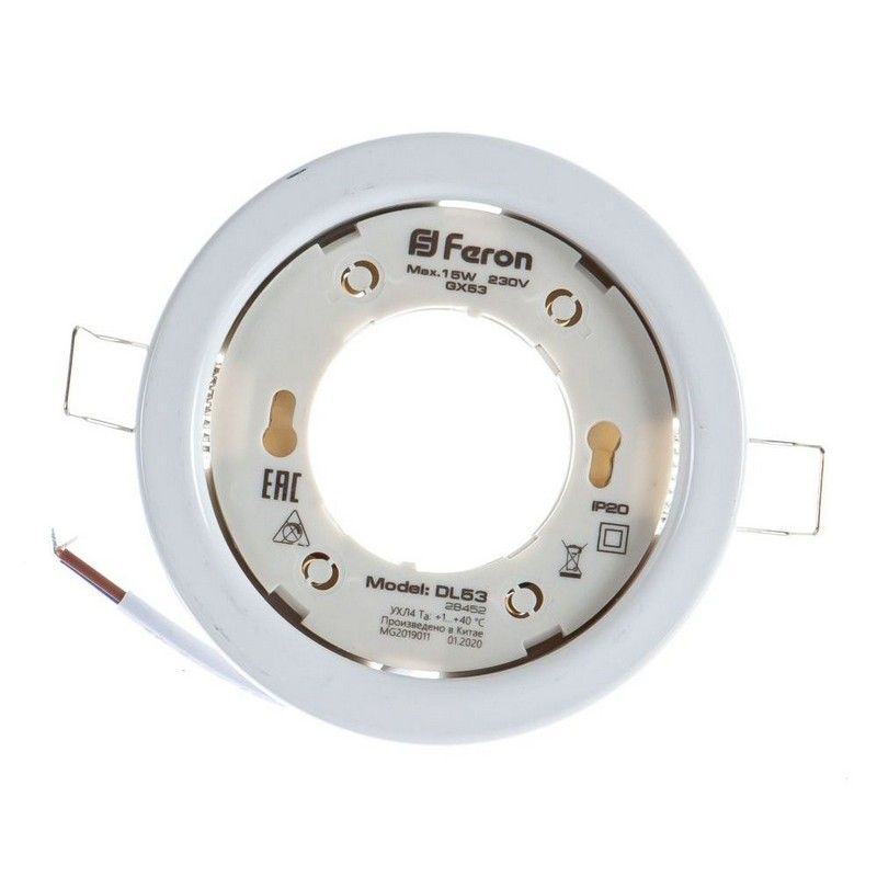 Встраиваемые светодиодные светильники Светильник встраиваемый Feron DL53 потолочный GX53 белый 41205 
