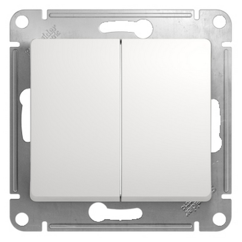 Переключатель Systeme Electric Glossa Белый 2-клавишный, сх.6 GSL000165