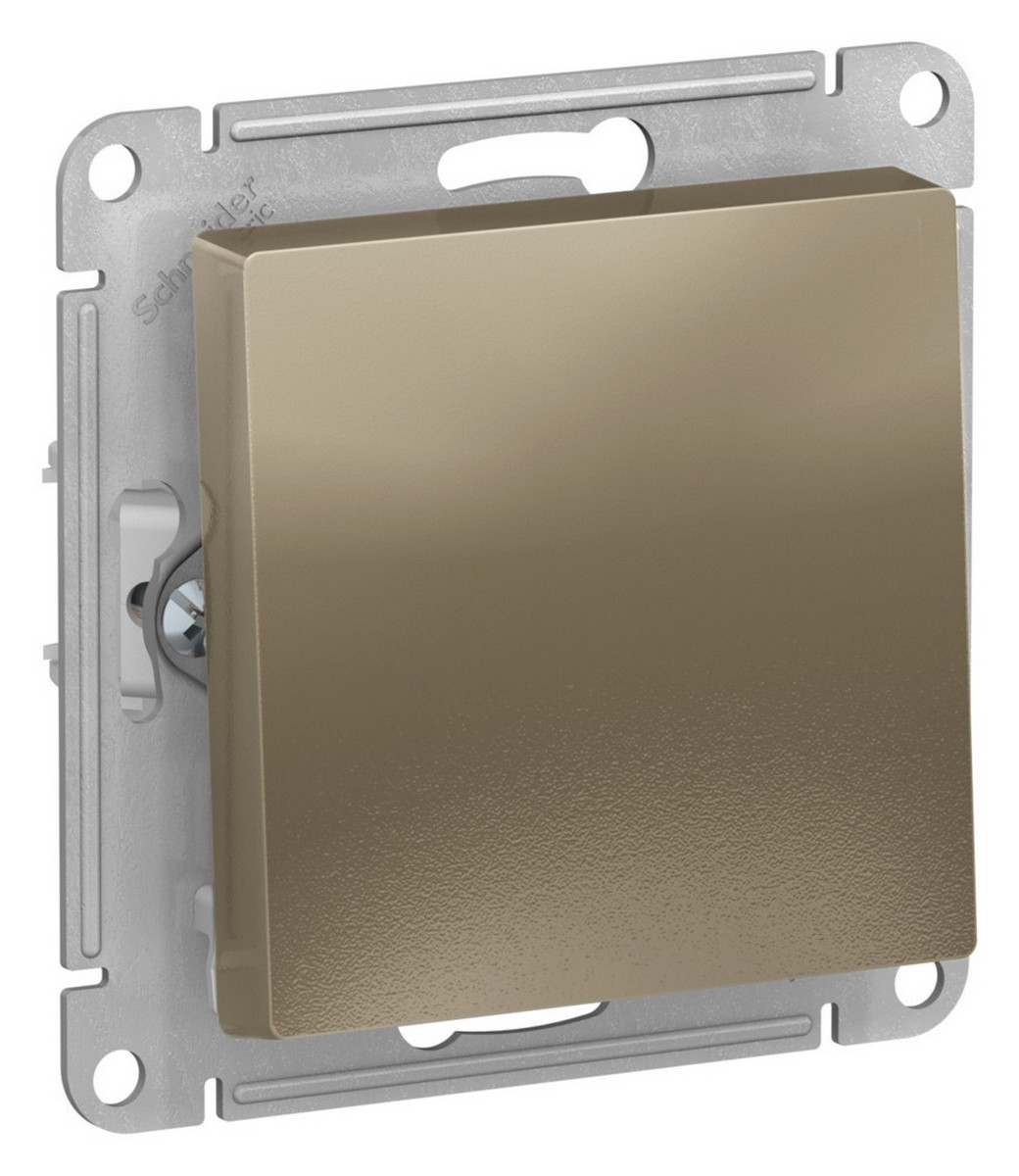 Выключатель Systeme Electric AtlasDesign Шампань 1-клавишный 2-полюсный, 10А, механизм ATN000521