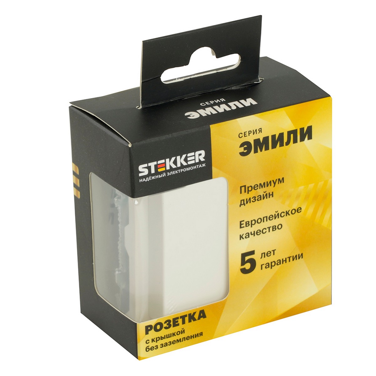 Эмили - Розетки и выключатели Stekker Розетка 1-ая с крышкой с защ. штор б/з STEKKER Эмили RST16-5113-01 белый фарфор soft touch 49878