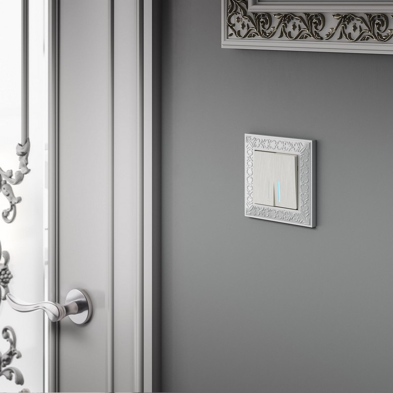 Werkel Перламутр рифленый механизмы Выключатель Werkel двухклавишный с подсветкой перламутровый рифленый W1120113