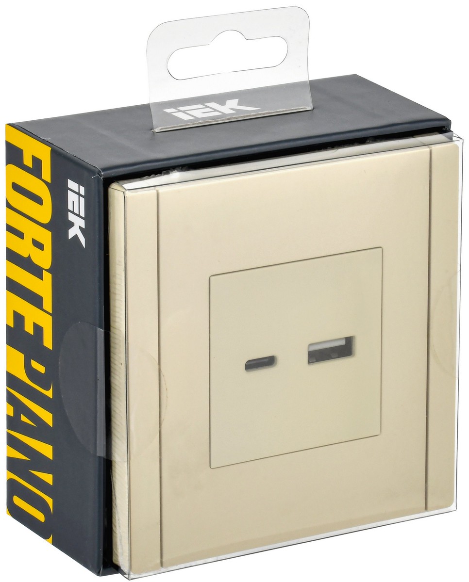 Розетка IEK FORTE&PIANO Ваниль USB A+C 18Вт FP451