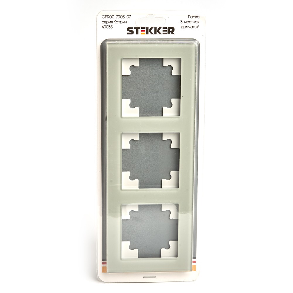 Рамка 3-местная стекло STEKKER GFR00-7003-07 серия Катрин дымчатый 49035