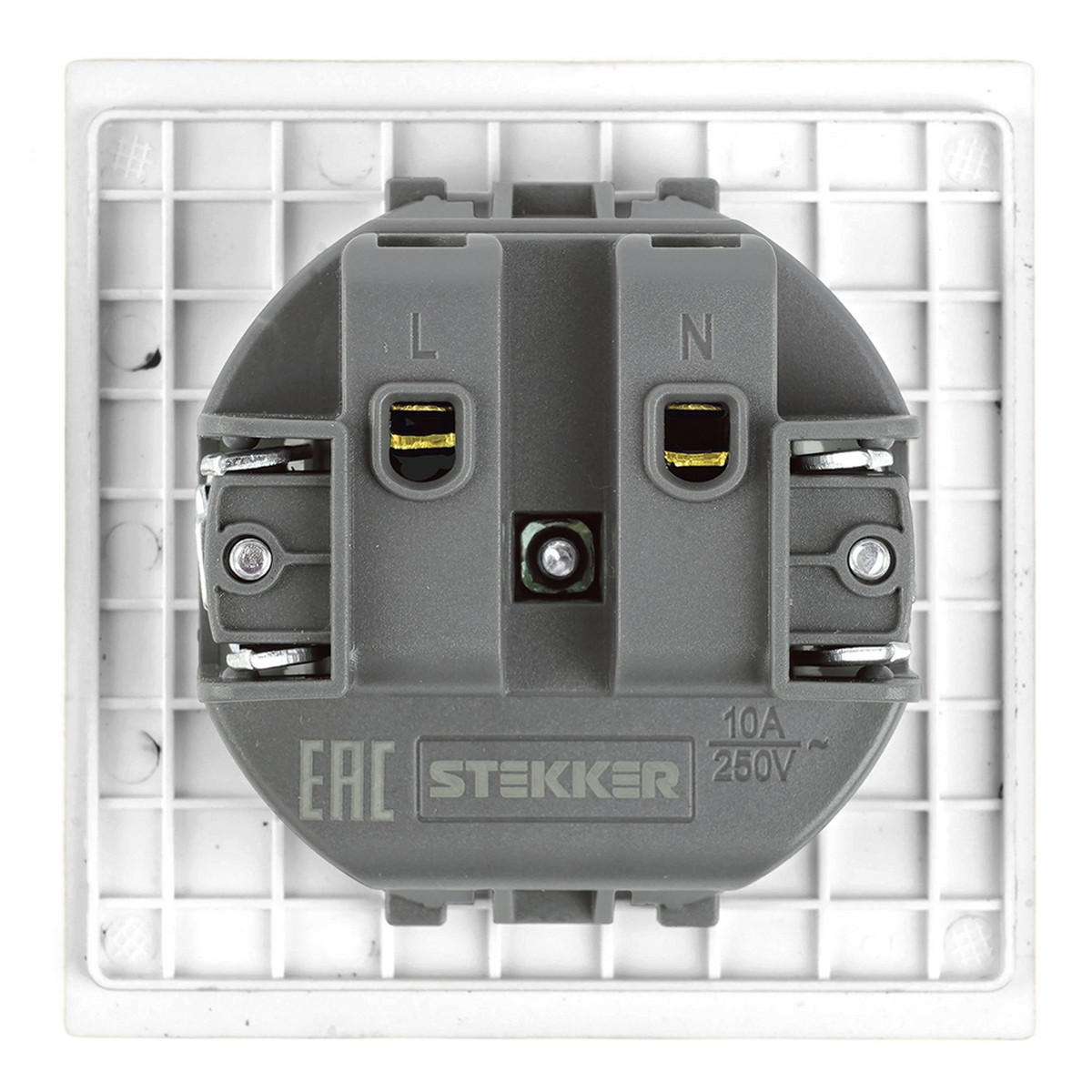 Розетка 1-местная с защитной шторкой STEKKER б/з Мия RST16-3109-01 белая магнолия 50439