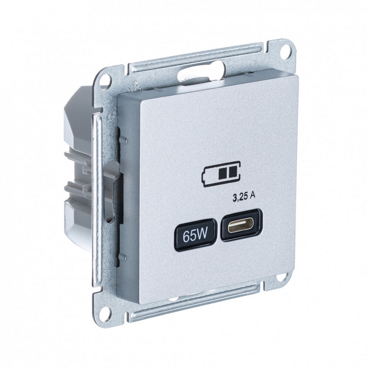 Розетка USB Systeme Electric AtlasDesign Алюминий тип-C 65W высокоскор.заряд. QC PD мех. ATN000327