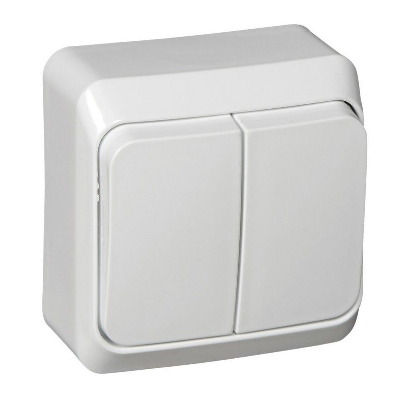 Этюд Белый Выключатель 2-клавишный Systeme Electric Этюд наружный Белый BA10-002B