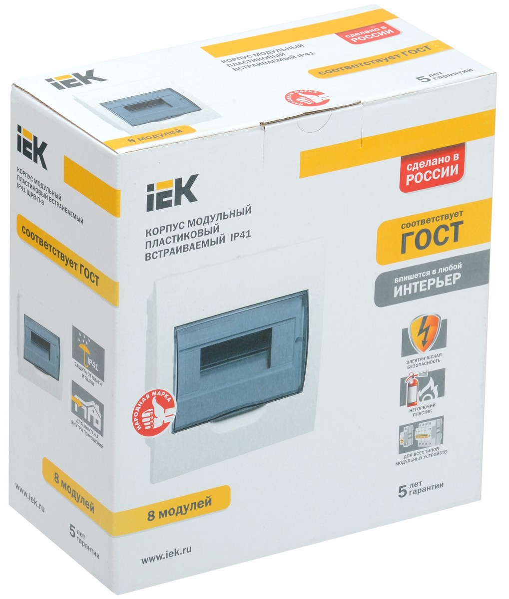 Пластиковые боксы и щиты IEK Корпус пластиковый IEK KREPTA 3 ЩРВ-П-8 IP41 белый скрыт.монтаж MKP12-V-08-40-20