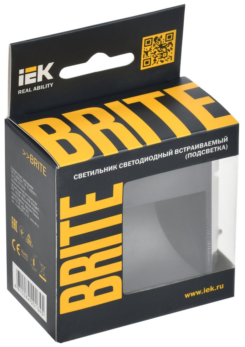 Подсветка IEK BRITE LED встраиваемая ПЛ20-БрГ графит BR-FL20-K53