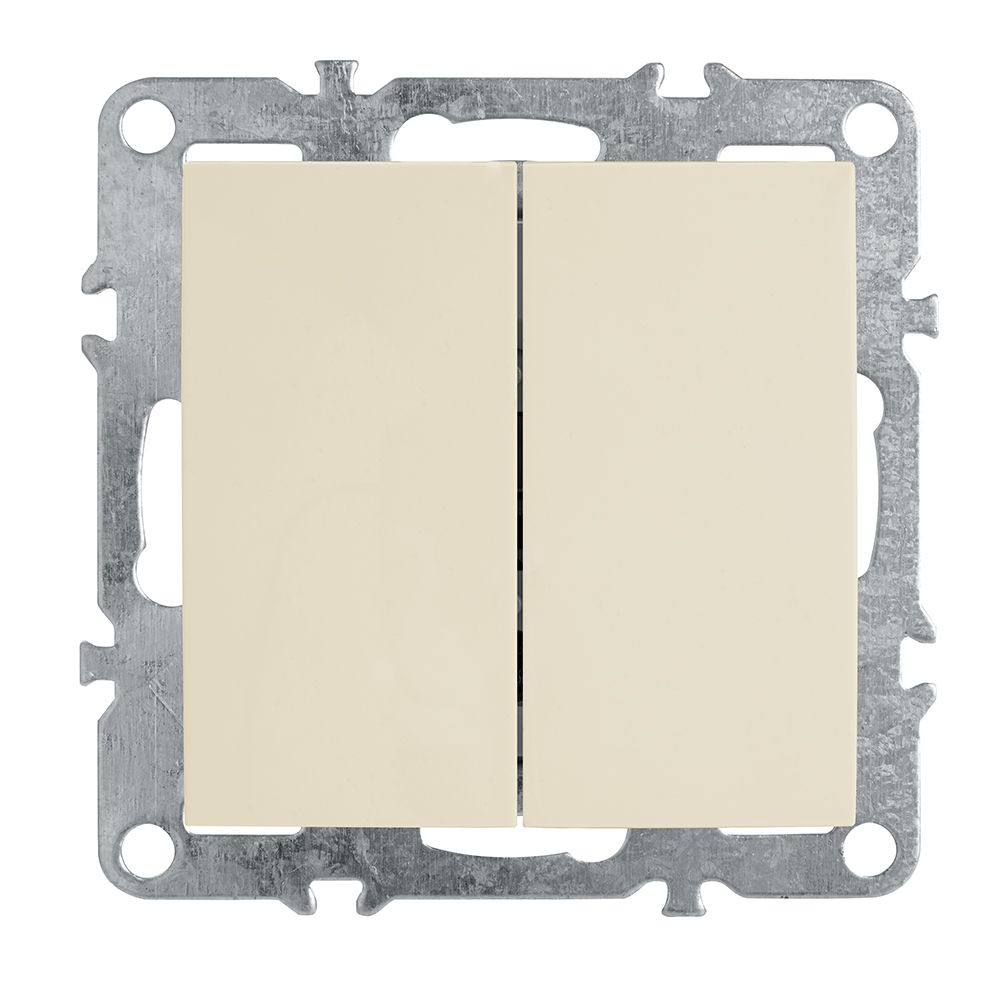 Эрна - Розетки и выключатели Stekker Выключатель 2-клавишный STEKKER PSW10-9104-02 10А Эрна слоновая кость 39323