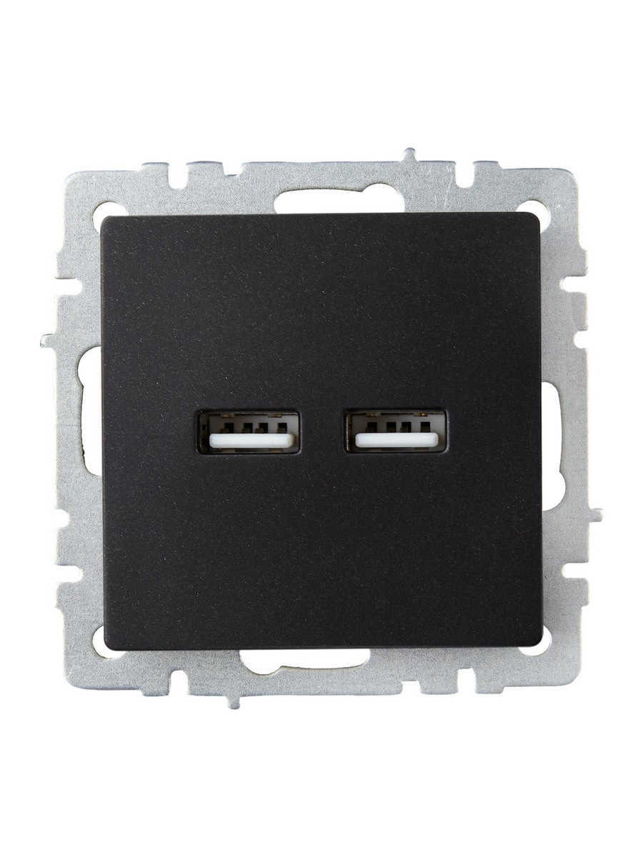IEK Brite Черный Розетка IEK BRITE USB A+A 3,1А РЮ10-1-БрЧ черный BR-U21-D31-K02