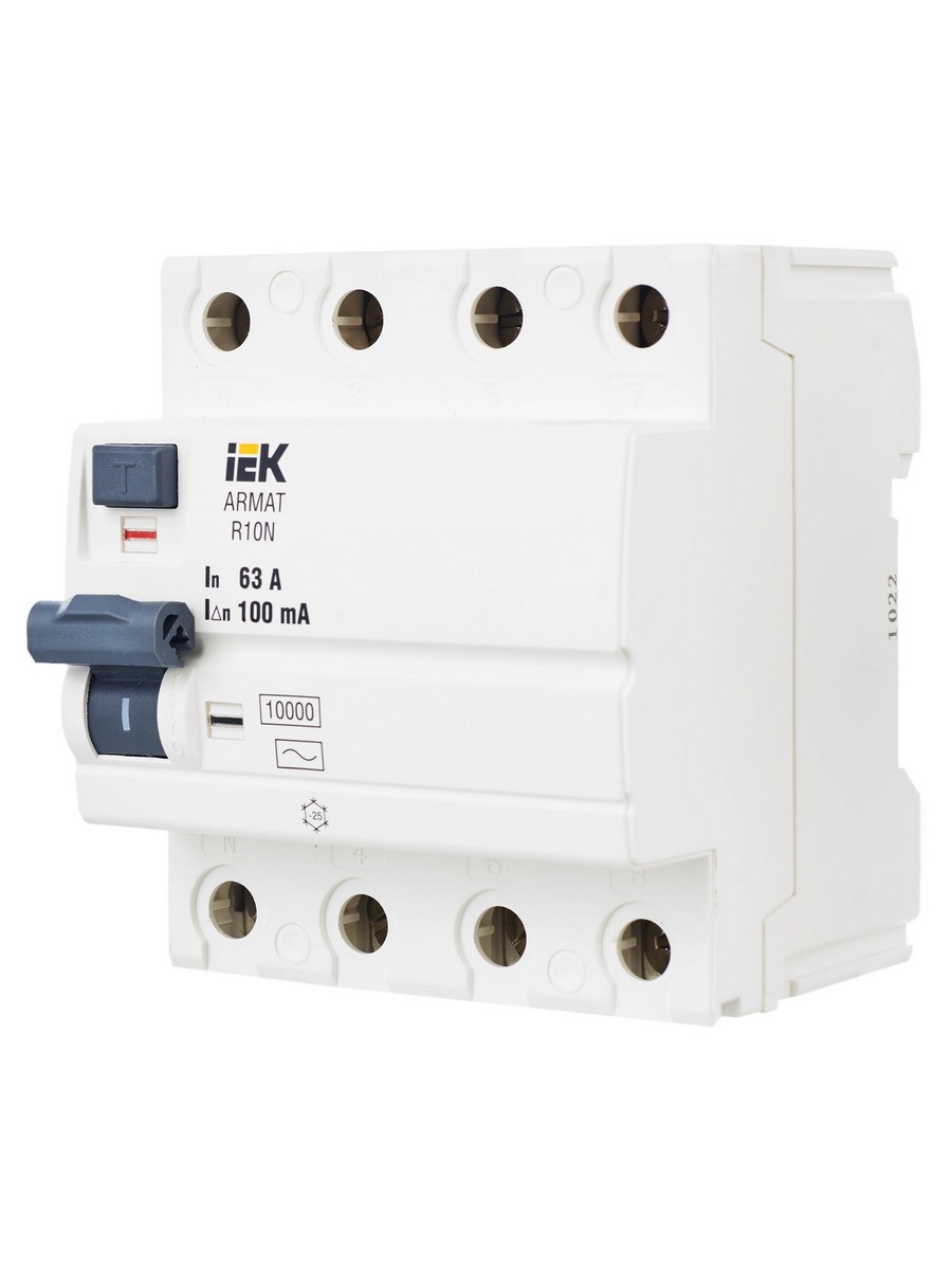 ВДТ УЗО IEK ARMAT R10N 4P 63А 100мА тип AC AR-R10N-4-063C100
