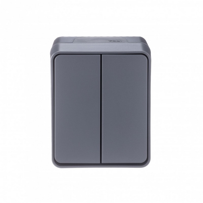 Выключатель 2-клавишный Systeme Electric AtlasDesign Profi54 наружный Антрацит ATN544051