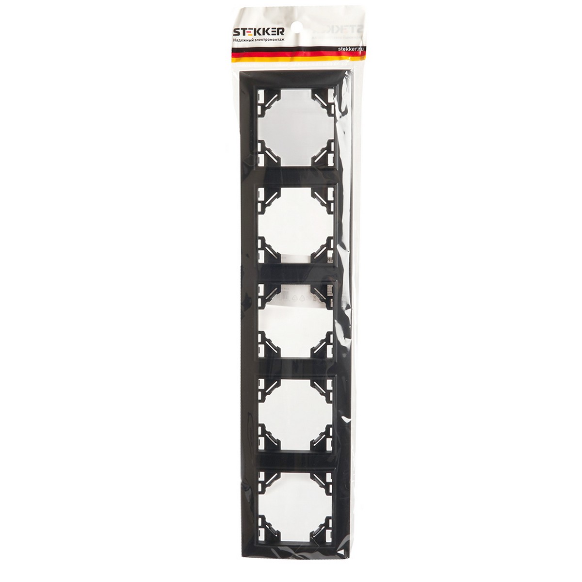 Рамка 5-местная горизонтальная STEKKER PPFR00-9005-03 серия Эрна черный 39622