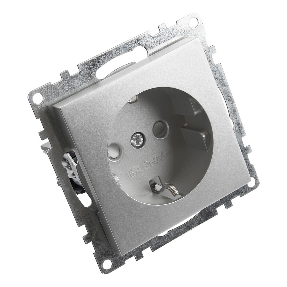 Катрин - Розетки и выключатели Stekker Розетка 1-местная с/з STEKKER GLS16-7110-03 250V 16А с защ. шторкой Катрин серебро 39582