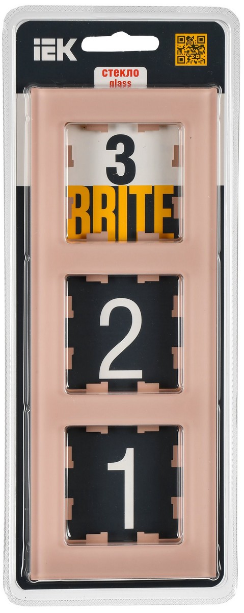 IEK Brite Рамки Рамка IEK BRITE DECOR Персик матовый стекло 3-мест. РУ-3-2-БрП BR-M32-G-31-K96