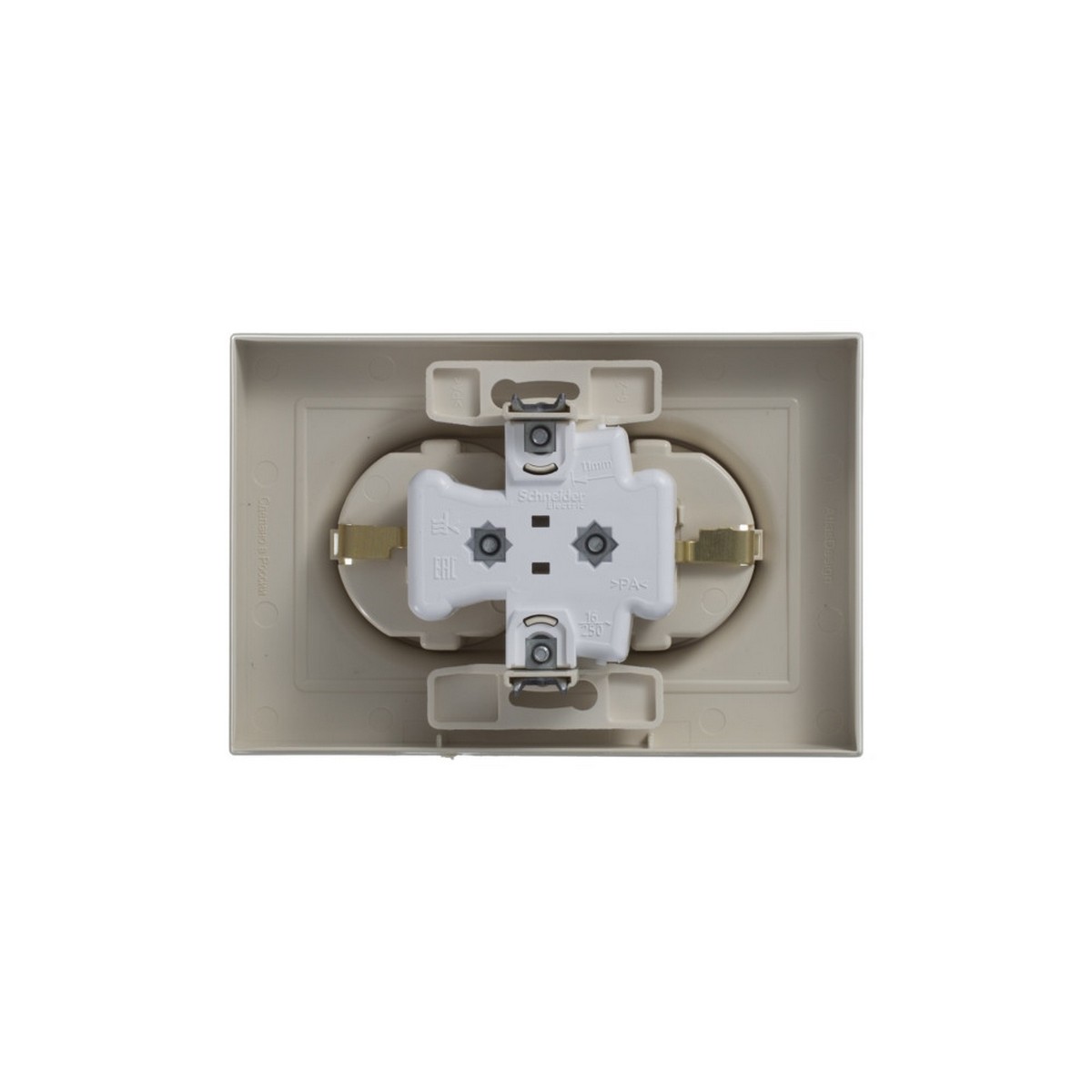 Розетка Systeme Electric AtlasDesign бежевый с/з двойная, 16А, в сборе ATN000224
