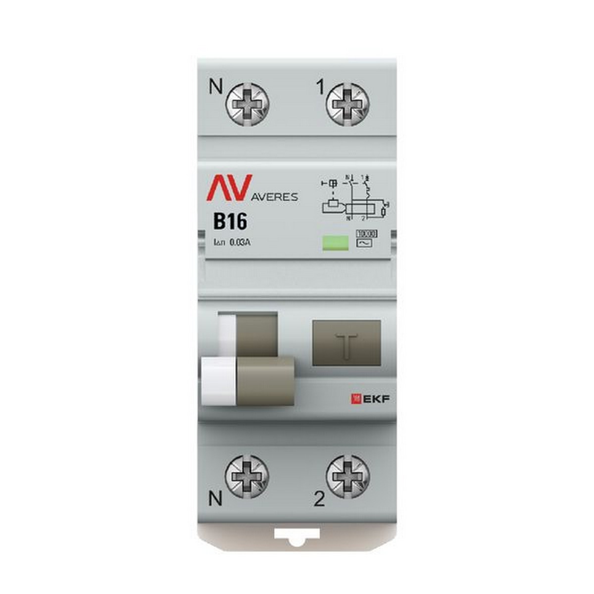 Диф. Автомат EKF AVERES DVA-10 1P+N 16А (B) 30мА (AC) 10кА rcbo10-1pn-16B-30-ac-av