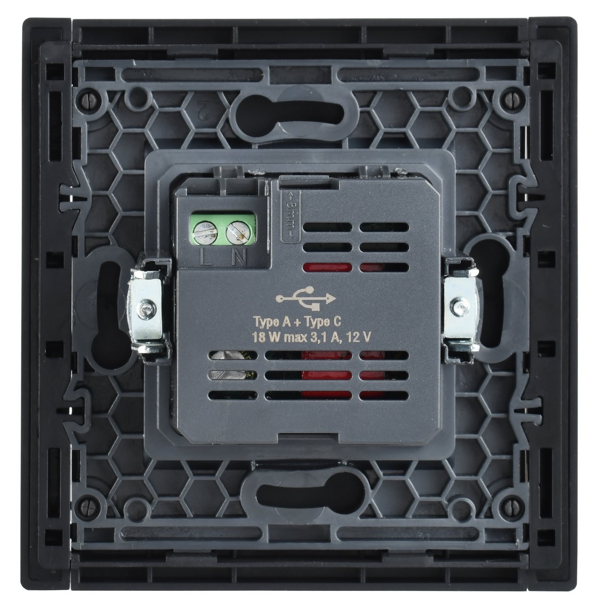 Розетка IEK FORTE&PIANO Сталь USB A+C 18Вт FP551