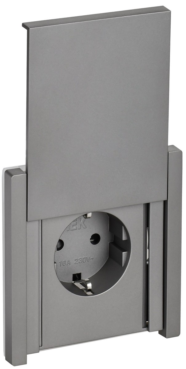 IEK FORTE&PIANO Сталь Розетка IEK FORTE&PIANO Сталь с/з со шт с крышкой безвинтовое крепление 16А IP44 FP519