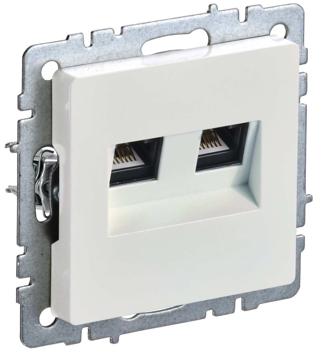 Розетка IEK BRITE двойная RJ11+RJ45 кат.5E РК/Т12-БрЖ жемчуг BR-KT20-O-1-K36