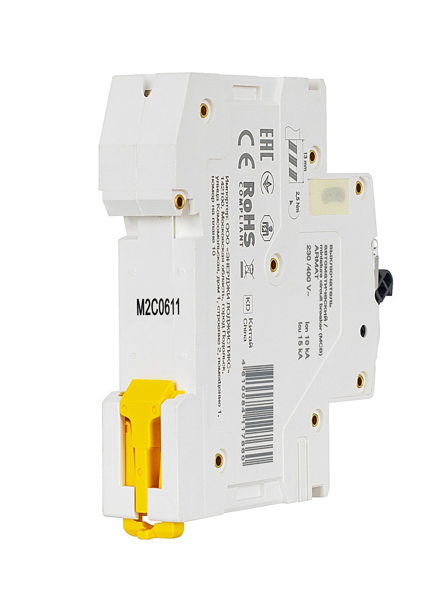 Автоматический выключатель IEK ARMAT M10N 1P C 6А AR-M10N-1-C006