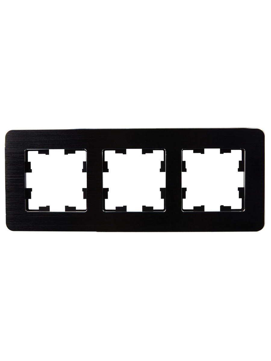 Рамка IEK BRITE DECOR Черный/алюм металл. скругл.угол 3-м РУ-3-1-Бр RE AL BR-M32-M-21-K02